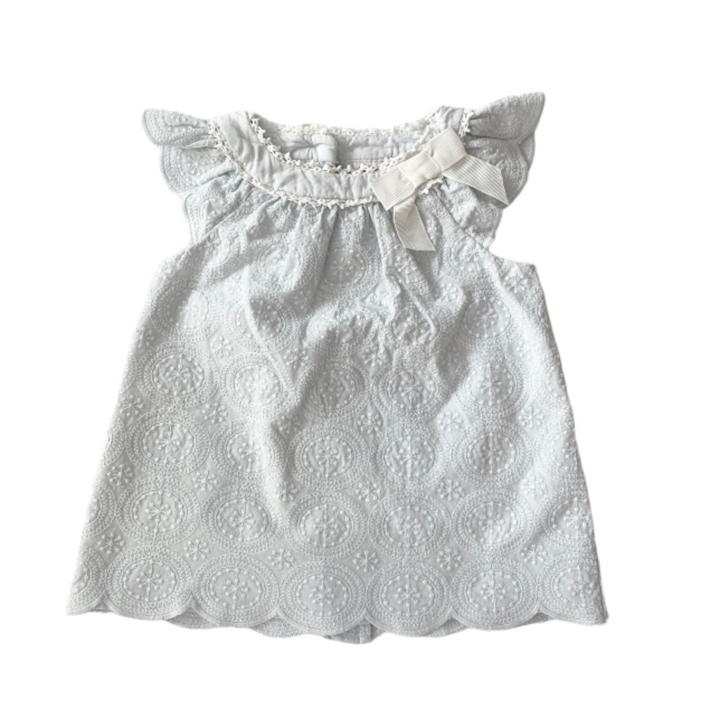 Catherine Malandrino Baby Pale Blue Embroidered Scallop Dress
